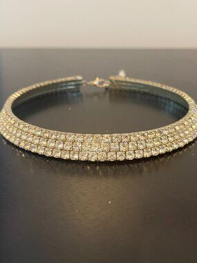 Sparkling 3-Row Rhinestone Choker Necklace